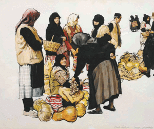 Market Scene I - Skopje, Clark Hulings
